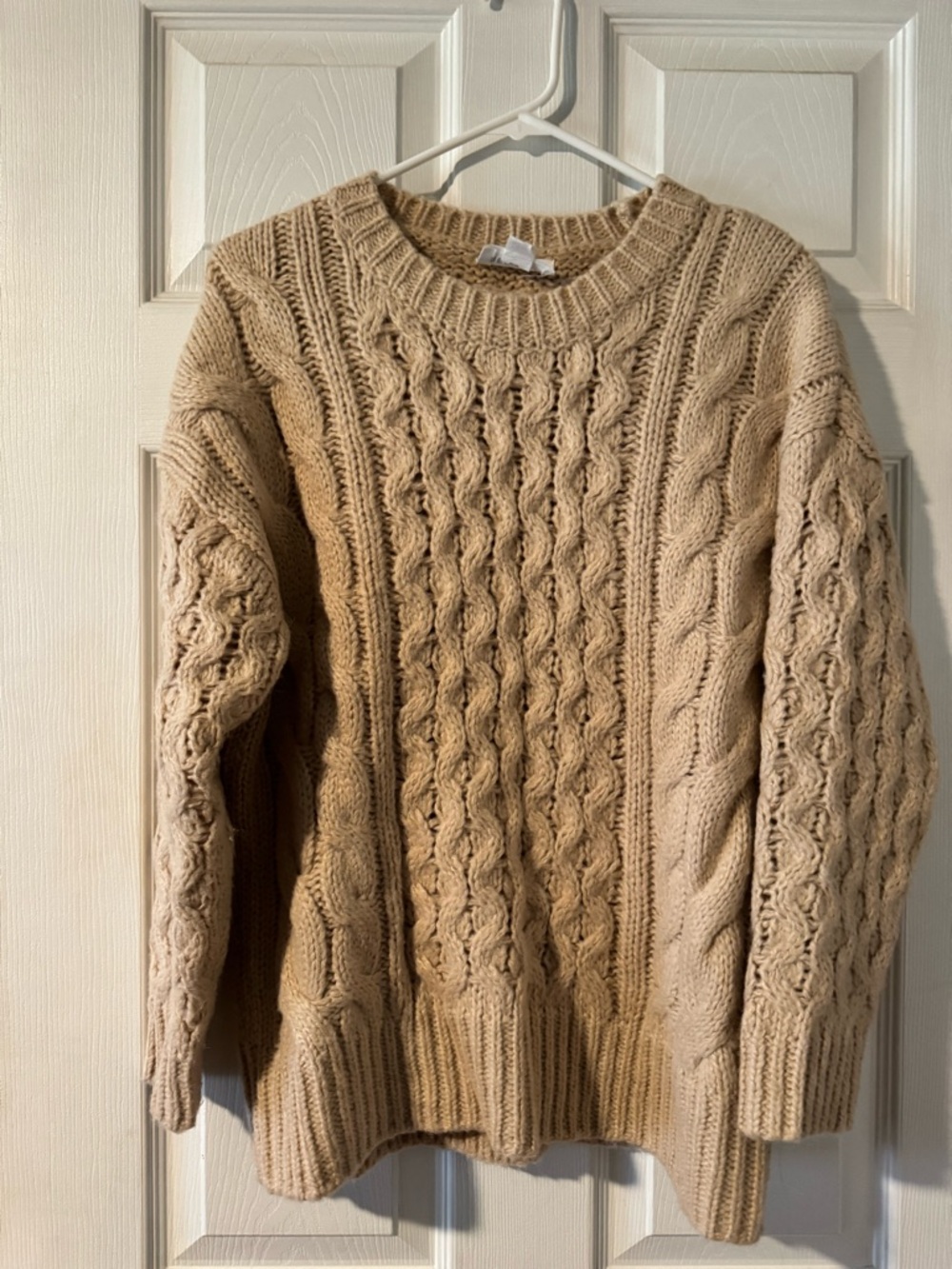 For The Republic Chunky Cable Crew Sweater - Beige